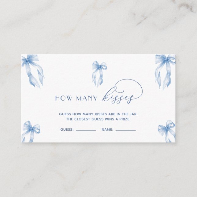 Cartão De Informações Dusty Blue Arco Adivinha Quantos Jogo De Beijos (Frente)