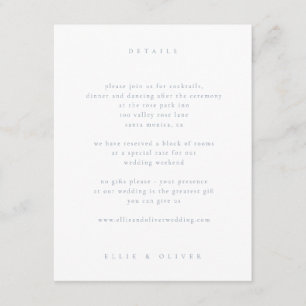 Cartão De Informações Dusty Blue Boho 1 Moderno de Casamento