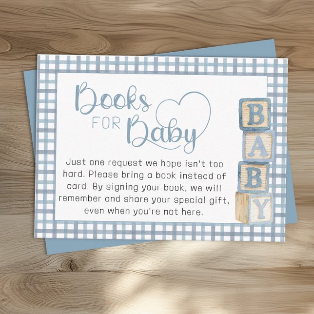 Cartão De Informações Dusty Blue Books for Baby Card Baby Shower Insert (Books for Baby Card Insert)