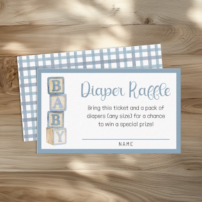 Cartão De Informações Dusty Blue Diaper Raffle Card | Baby Shower Insert (Diaper Raffle Card Insert)