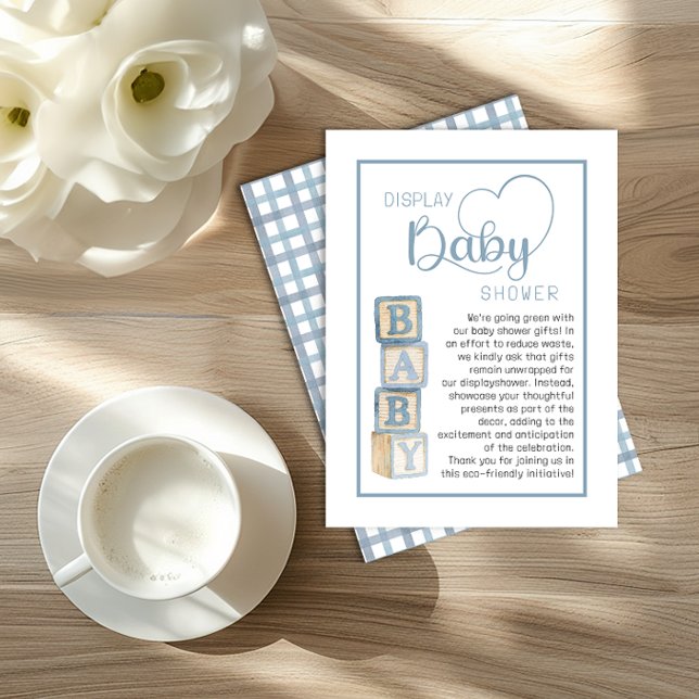 Cartão De Informações Dusty Blue Display Shower Card | Unwrapped Gifts (Display Baby Shower Card)