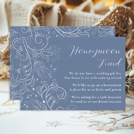 Cartão De Informações Dusty Blue Elegant Floral Weding Honeymoon Fund
