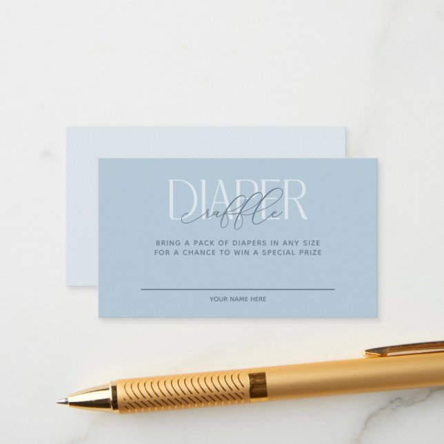 Cartão De Informações Dusty Blue Elegante Fralda Raffle (Frente/Verso In Situ)
