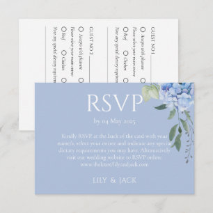 Cartão De Informações Dusty Blue Hydrangea 2 Guest Weding RSVP