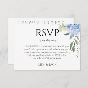 Cartão De Informações Dusty Blue Hydrangea 2 Guest Weding RSVP