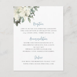 Cartão De Informações Dusty Blue Ivory Floral Wedding Enclosure Card