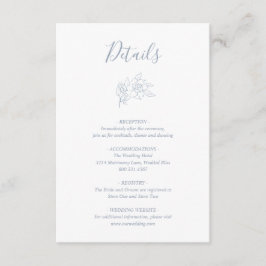 Cartão De Informações Dusty Blue Line Art Floral Elegant Weding