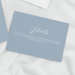Cartão De Informações Dusty Blue Lovebird Detalhes do Casamento