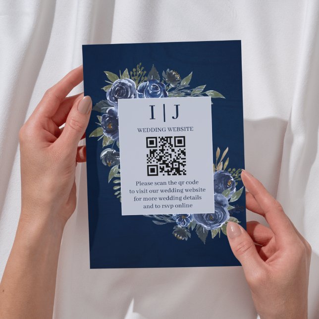 Cartão De Informações Dusty Blue Marinho Champagne Casamento de Marfim (Criador carregado)