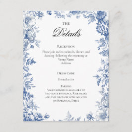 Cartão De Informações Dusty Blue Toile Wedding Details