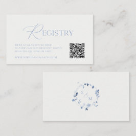 Cartão De Informações Dusty Blue Wedding Registry Card with QR Code