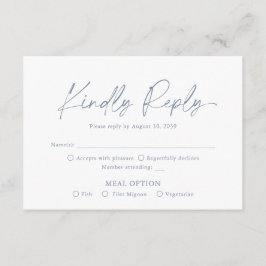 Cartão De Informações Dusty Blue Wedding RSVP Card