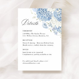 Cartão De Informações Dusty Blue White Floral Wedding Details, Info