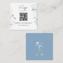 Dusty Blue Wildflower Monograma QR Code RSVP