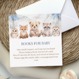 Cartão De Informações Dusty Blue Woodland Books for Baby Shower Insert