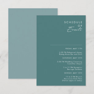 Cartão De Informações Dusty Boho Calendário Verde e Azul dos Aconteci