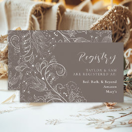 Cartão De Informações Dusty Brown Elegant Floral Wedding Registry