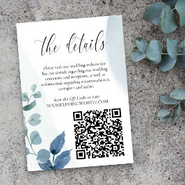 Cartão De Informações Dusty Eucalyptus Wedding Website Detalhes QR