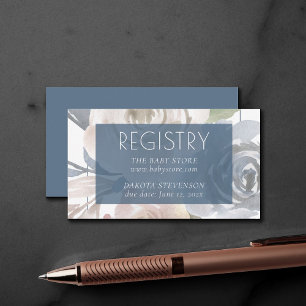 Cartão De Informações Dusty Floral Enfumaçado Blue Pastel Soft Registr