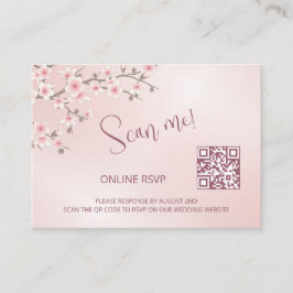 Cartão De Informações Dusty Pink Cherry Blossom QR Code RSVP Online