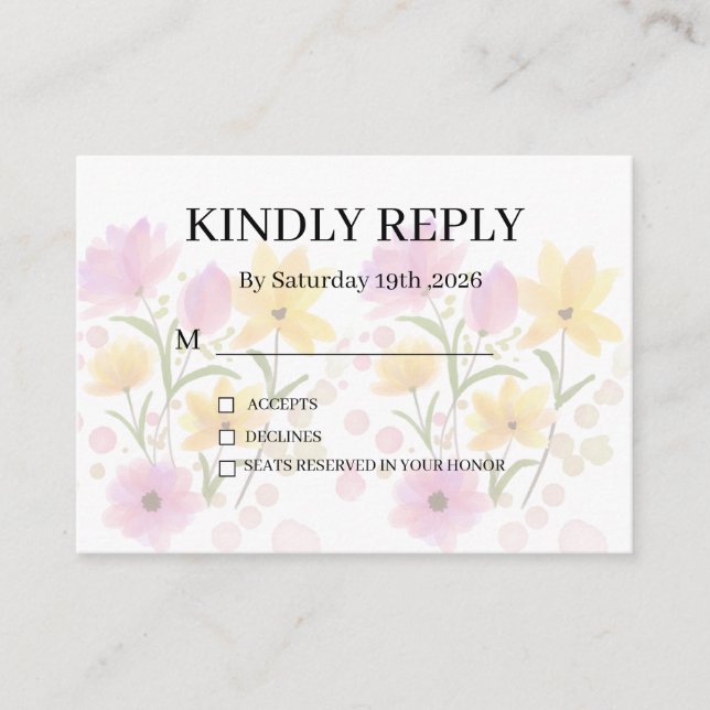 Cartão De Informações Dusty Purple Silver Gray Floral Rustic RSVP Card (Frente)