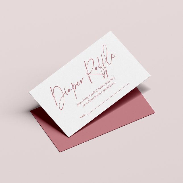 Cartão De Informações Dusty Rosa Modern Handwrite Fralda Raffle (Criador carregado)