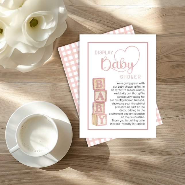 Cartão De Informações Dusty Rose Display Shower Card | Unwrapped Gifts  (Display Baby Shower)