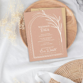 Cartão De Informações Dusty Rose Minimalist Arch Botanical Wedding