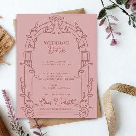 Cartão De Informações Dusty Rose Ornate Arch Botanical Wedding Details