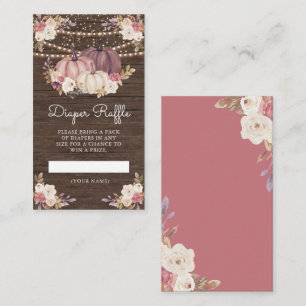 Cartão De Informações Dusty Rose Rosa Floral Abóbora de Madeira Sorteio