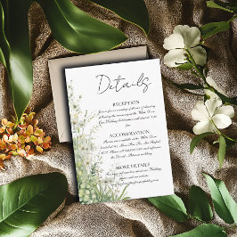 Cartão De Informações Dusty Sage Green Flowers Detalhes do Casamento
