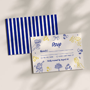 Cartão De Informações É o Amore! RSVP Italiano Azul e Amarelo