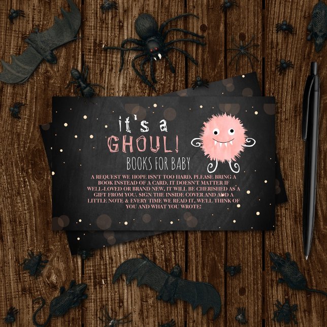 Cartão De Informações É um Ghoul! Chá de fraldas de Halloween de Monstro (Criador carregado)