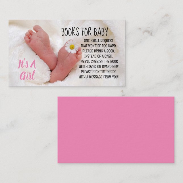 Cartão De Informações É um Pé de Bebê Rapariga com Daisy (Frente/Verso)