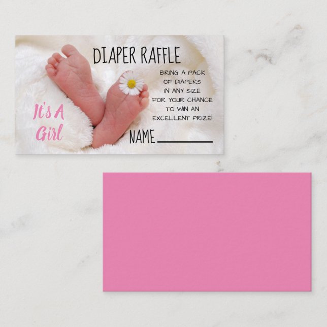 Cartão De Informações É um Pé de Bebê Rapariga com Daisy (Frente/Verso)