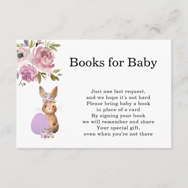 Cartão De Informações Easter Baby Shower | Books for Baby Enclosure Card (Frente)