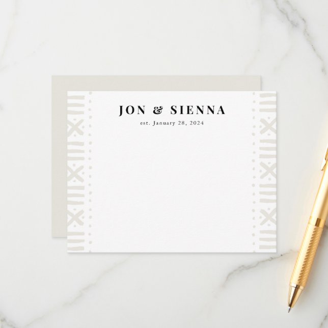 Cartão De Informações Ecru Boho Mudcloth - Casal de Fronteira (Frente/Verso In Situ)