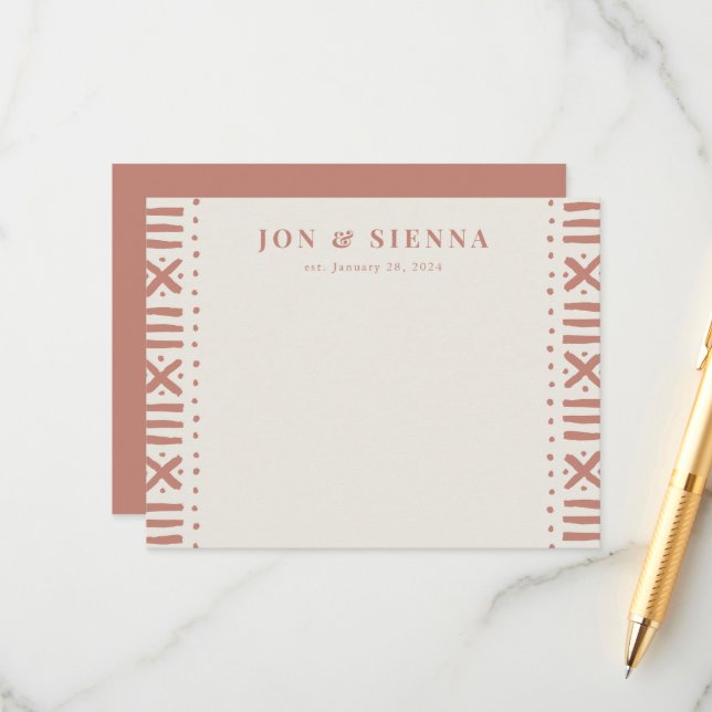 Cartão De Informações Ecru Terracotta Boho Mudcloth, Casal da Fronteira (Frente/Verso In Situ)