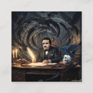 Cartão De Informações Edgar A. Poe Compondo O Corvo Em Sonhos Góticos