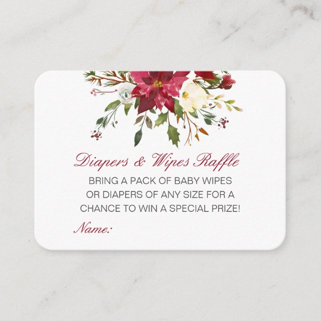 Cartão De Informações Editable Diapers Wipes Raffle Baby Shower Inserts (Frente)