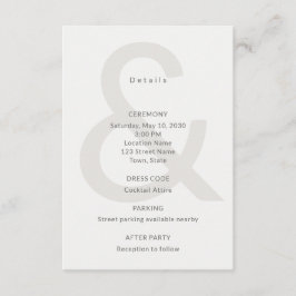 Cartão De Informações Editorial Typography Wedding Details Card