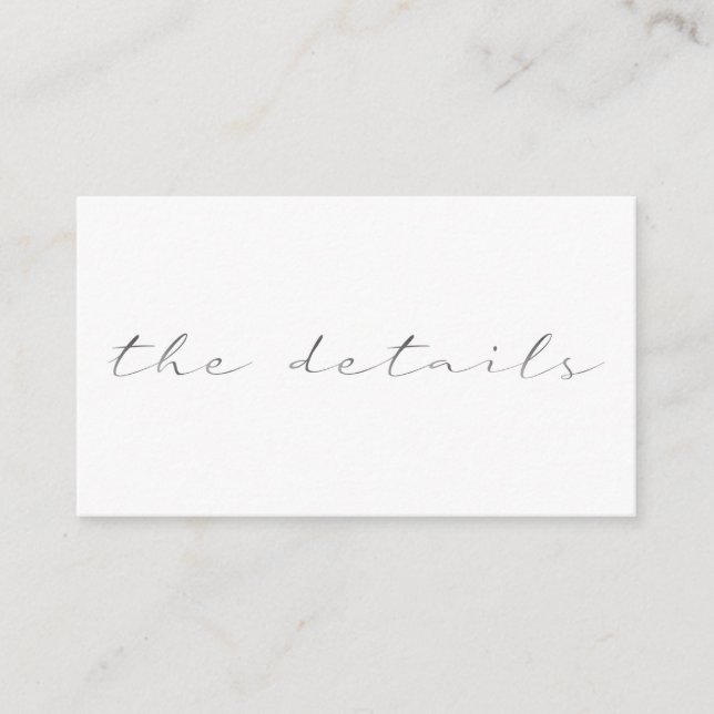 Cartão De Informações Efeito de script, o fundo branco de detalhes (Frente)