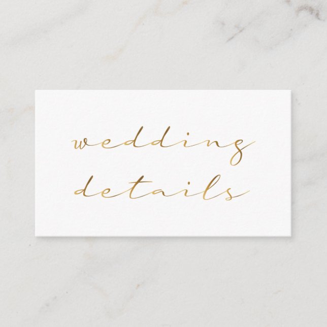 Cartão De Informações Efeito de texto dourado, detalhes em branco (Frente)