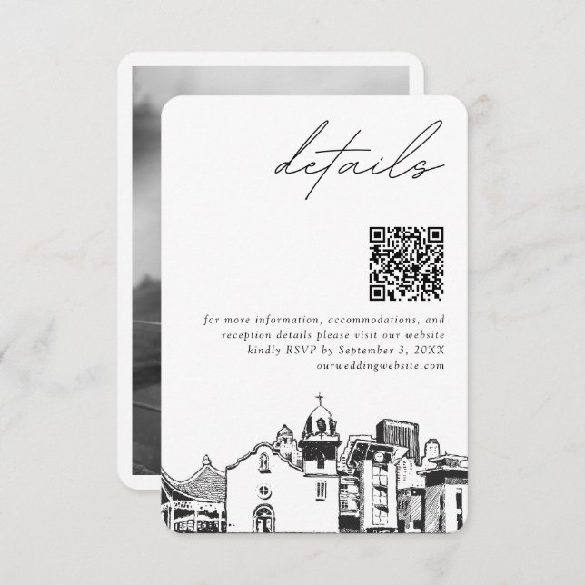 Cartão De Informações El Paso Wedding Modern Details QR Code (Frente/Verso)
