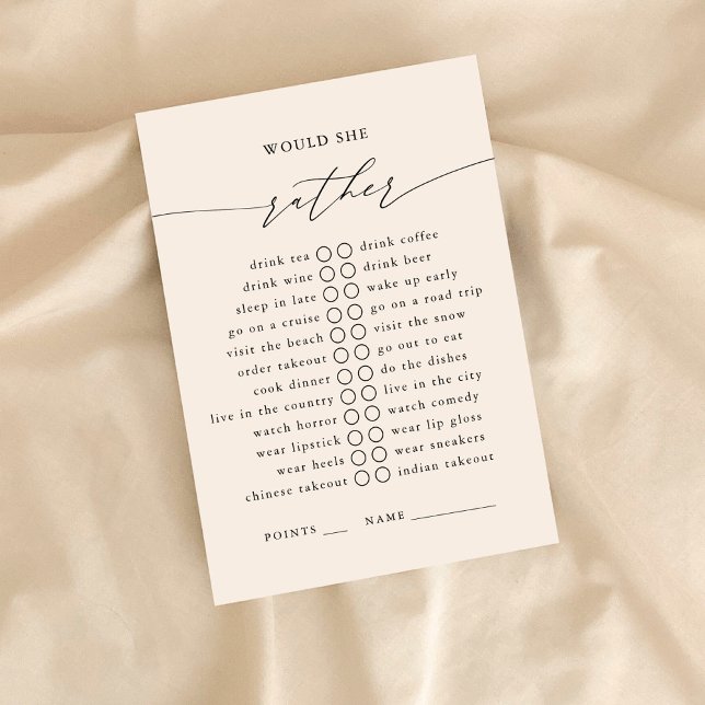 Cartão De Informações Ela faria o jogo da Preferencialmente? (Criador carregado)