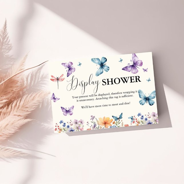 Cartão De Informações Ele me dá Butterflies chá de panela DIsplay (Criador carregado)