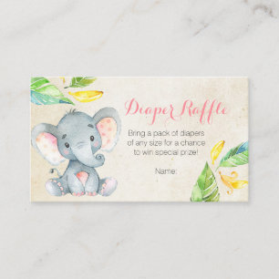 Cartão De Informações Elefante Cor-de-Rosa Bonito - Placa Raffle Fralda