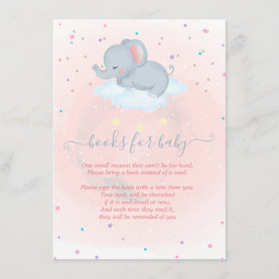 Cartão De Informações Elefante de bebê bonito, Nuvem, Chá de fraldas de 