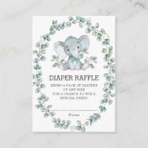 Cartão De Informações Elefante Eucalyptus Greenery Wreath Fralda Raffle