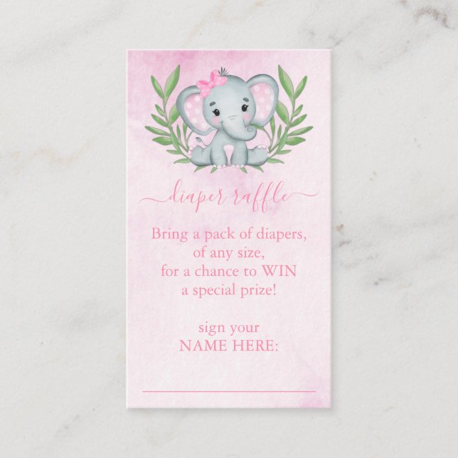 Cartão De Informações Elefante - Fralda Tropical de Verão Raffle (Frente)